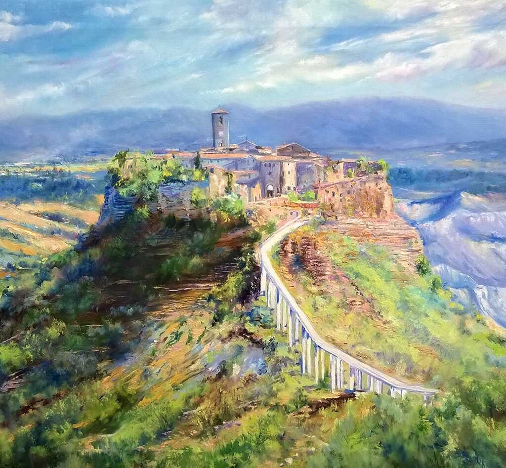 Giovanni Ferri, Terni, Civita Di Bagnoregio, Viterbo, Olio Su Tela, 60 X 90 Cm