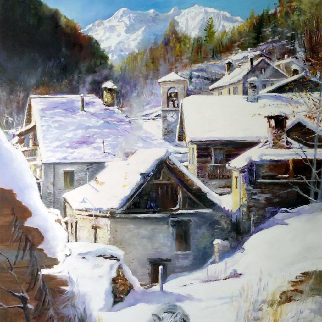 Giovanni Ferri Pittore Terni Paesaggio Innevato 60 X 80 Cm Olio Su Tela